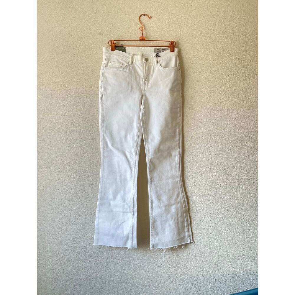 NWT allsaints white‎ raw hem wide leg Zoe jeans size 26